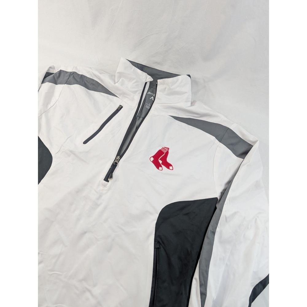 Antigua Black Boston Red Zox Jacket Logo Generation Quarter-Zip Top Sz Large
